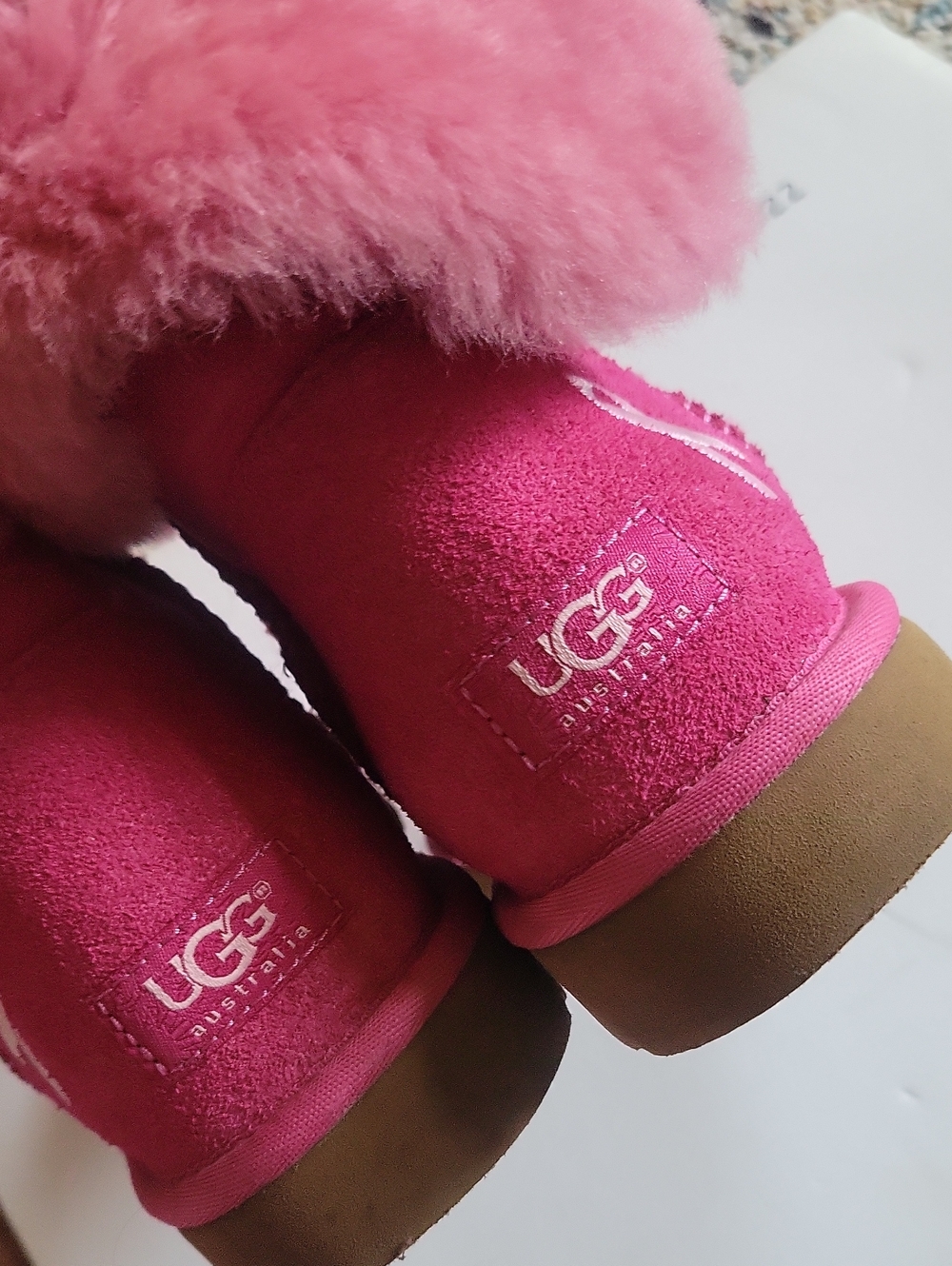UGG Pink Suede Boot with Ribbon Detail - Picture 9 of 11
